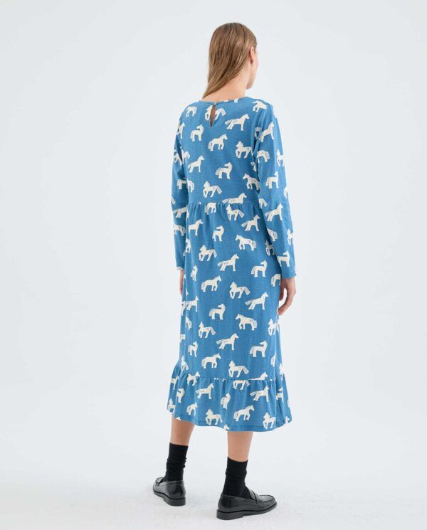 Vestido midi evasé con estampado de caballos