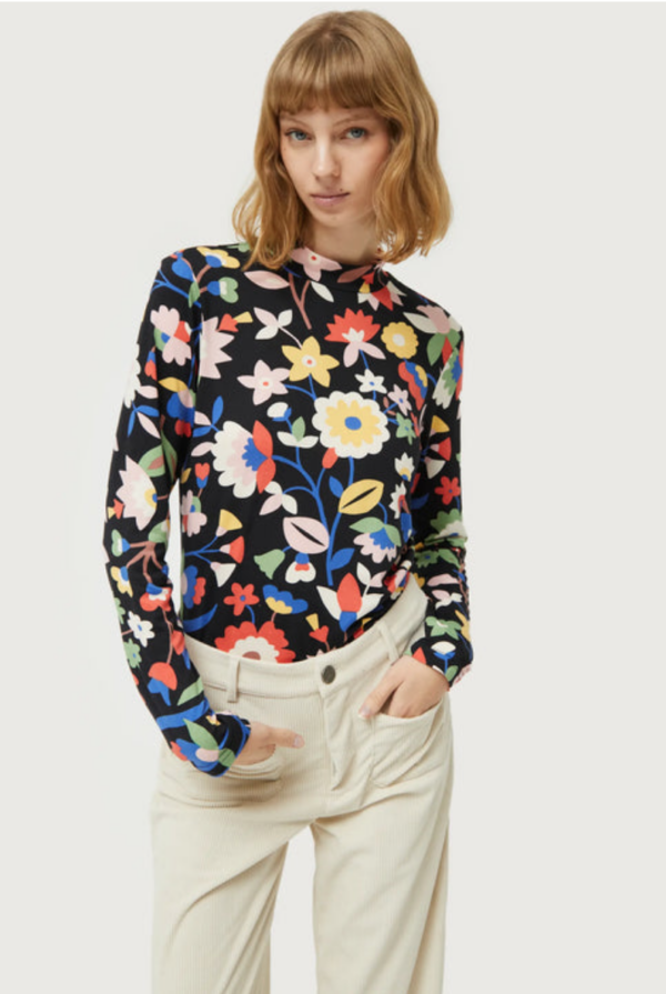 TOP AJUSTADO ESTAMPADO FLORAL GRANDE