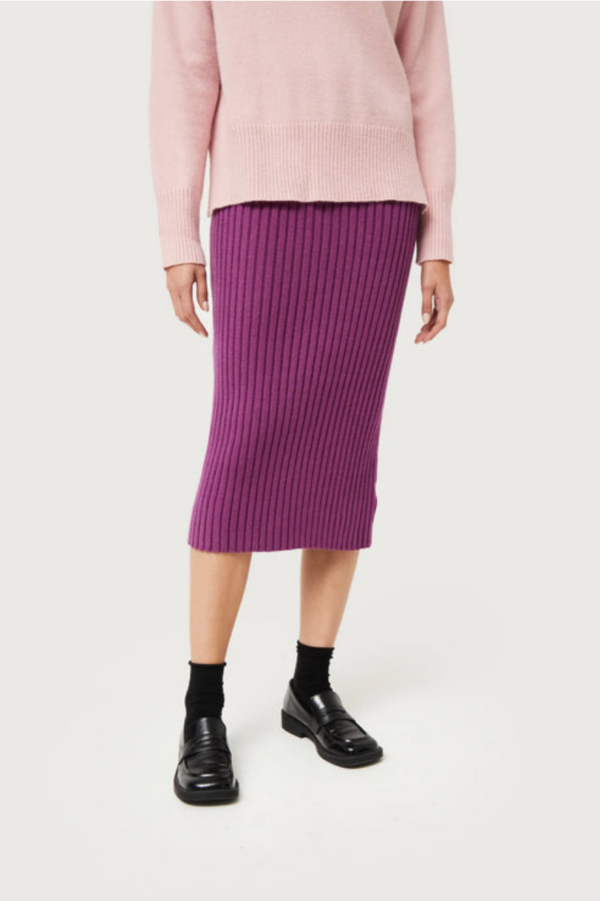 FALDA MIDI PUNTO MORADA